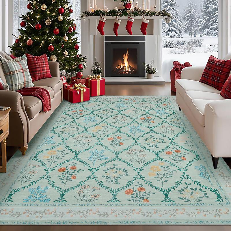 Boho Washable Area Rug - Non Slip Low Pile Machine Washable Carpet for Living Room Bedroom Nursery