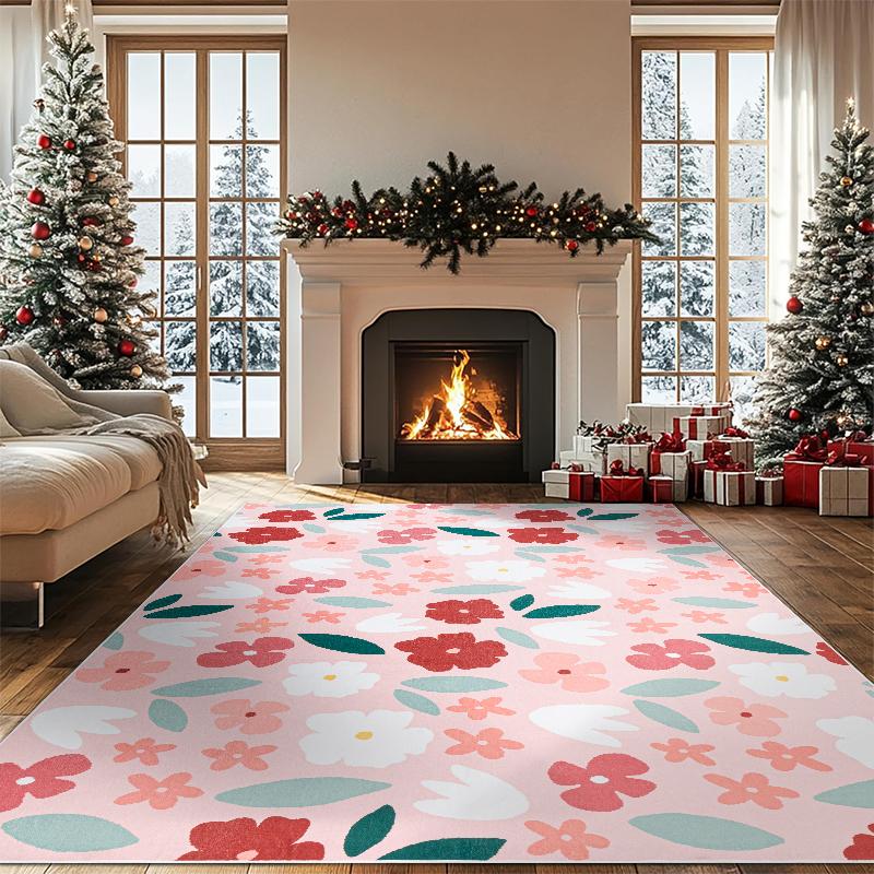 Boho Washable Area Rug - Non Slip Low Pile Machine Washable Carpet for Living Room Bedroom Nursery