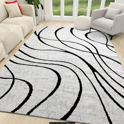 Boho Washable Area Rug - Non Slip Low Pile Machine Washable Carpet for Living Room Bedroom Nursery