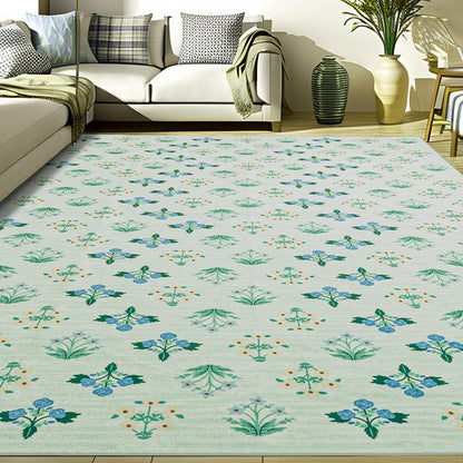 Boho Washable Area Rug - Non Slip Low Pile Machine Washable Carpet for Living Room Bedroom Nursery