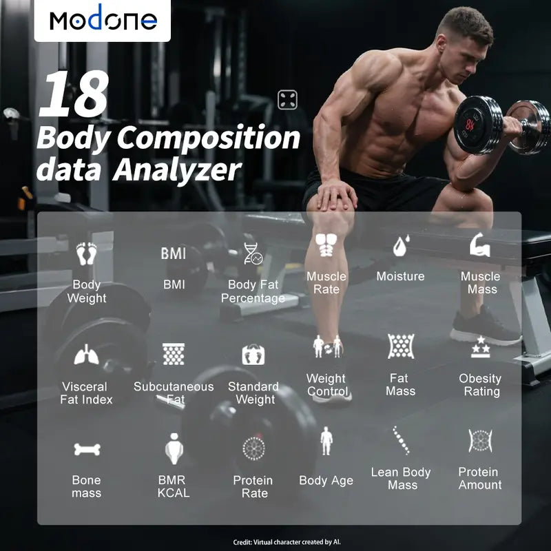 Smart Body Fat Scale with 7-Color Remote Glowing Display & App