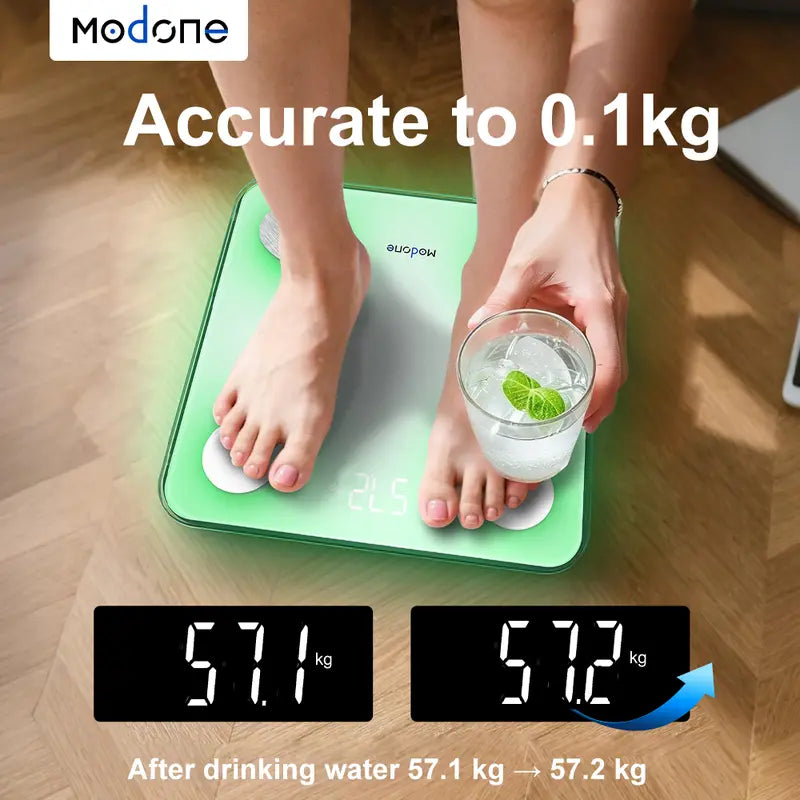 Smart Body Fat Scale with 7-Color Remote Glowing Display & App