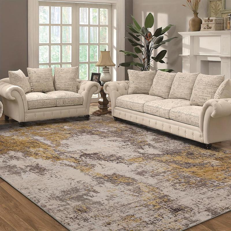 Boho Washable Area Rug - Non Slip Low Pile Machine Washable Carpet for Living Room Bedroom Nursery